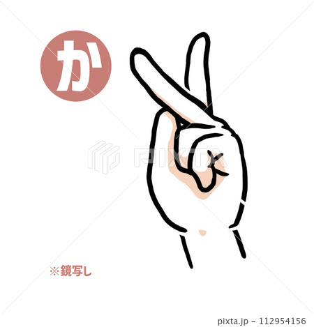 手話の指文字「か」鏡写し 手話の指文字「か」鏡写し 112954156