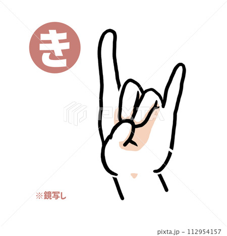 手話の指文字「き」鏡写し 手話の指文字「き」鏡写し 112954157