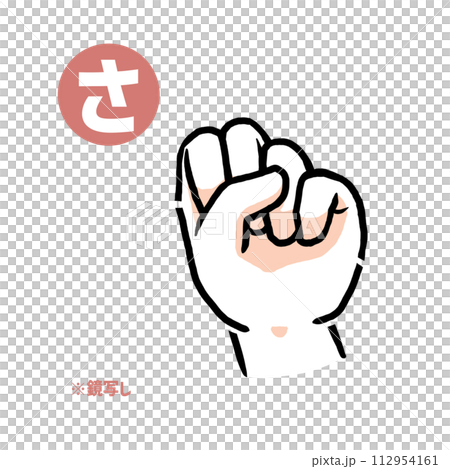Mirror copy of the sign language finger character “sa” 112954161