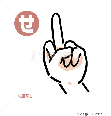 手話の指文字「せ」鏡写し 112954330