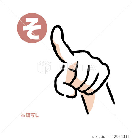 手話の指文字「そ」鏡写し 112954331