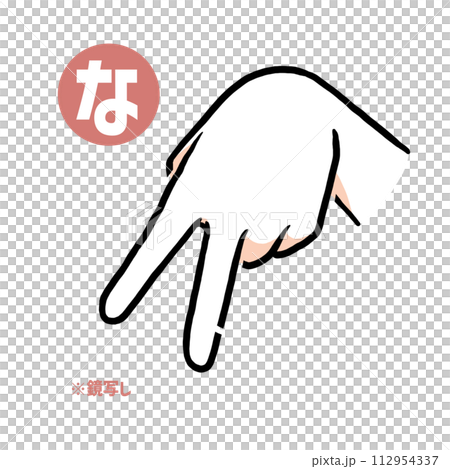 Mirror copy of the sign language finger character “na” Mirror copy of the sign language finger character “na” 112954337