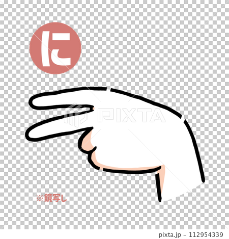 Mirror copy of the sign language finger character “ni” 112954339