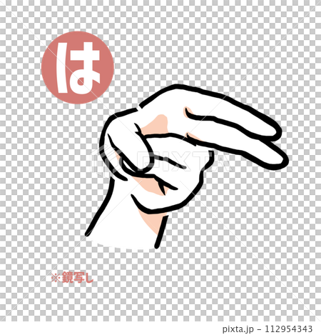 手語手指字元「哈」的鏡像副本 112954343
