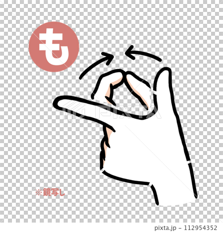 手話の指文字「も」鏡写し 112954352