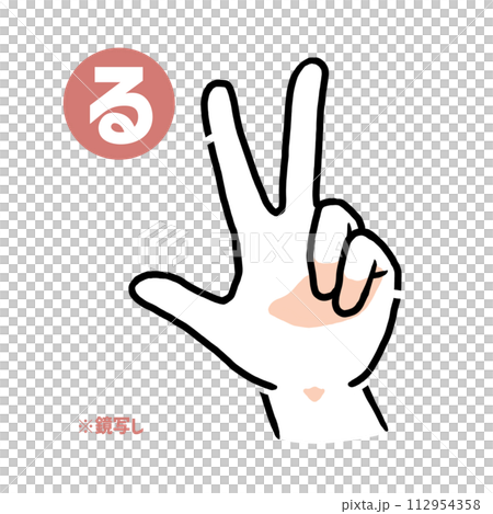 Mirror copy of sign language finger letter “ru” 112954358