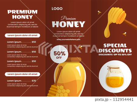 Honey Store Brochure Flat Cartoon Hand Drawn Templates Background Illustration 112954441