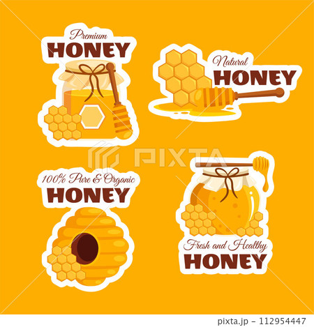 Honey Store Label Flat Cartoon Hand Drawn Templates Background Illustration Honey Store Label Flat Cartoon Hand Drawn Templates Background Illustration 112954447
