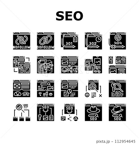seo technical audit icons set vector 112954645