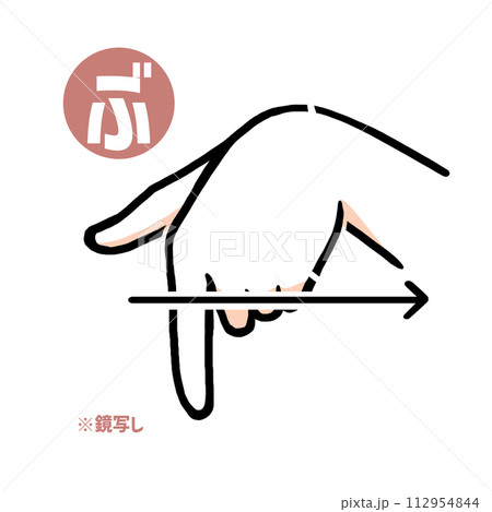手話の指文字「ぶ」鏡写し 112954844