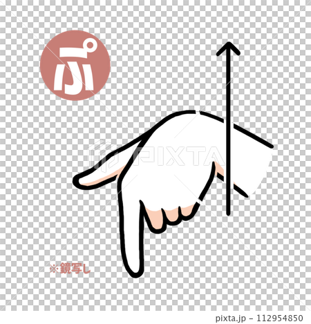 Mirror copy of the sign language finger character “pu” Mirror copy of the sign language finger character “pu” 112954850