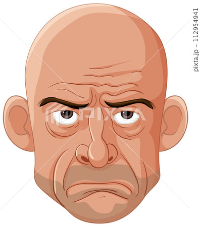 Grumpy Man Cartoon Character Illustration 112954941