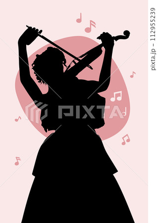 Woman with violin and music notes Woman with violin and music notes 112955239