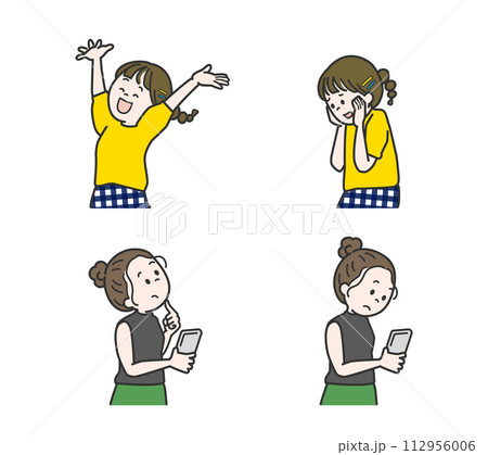 色々な表情の女性 セットイラスト 色々な表情の女性 セットイラスト 112956006