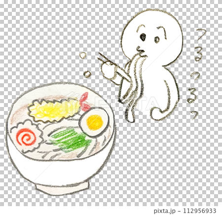 手描きのうどんのイラスト（人あり） 112956933