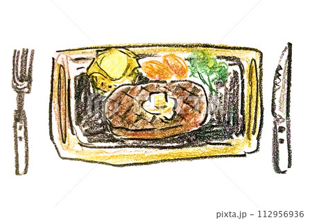 手描きのステーキのイラスト 112956936