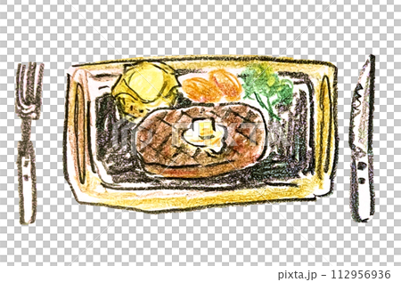 手描きのステーキのイラスト 112956936
