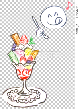 手描きのパフェのイラスト（人あり） 112956938