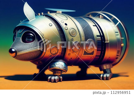 Cute robot made out of metal generated by AI. 112956951