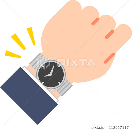 腕時計を着けたビジネスマンの左手 112957117