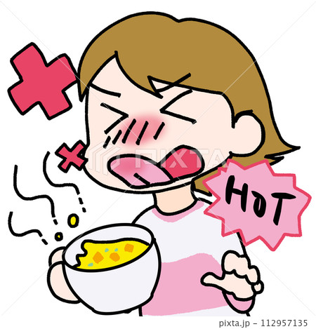 熱いものを口にして痛がる猫舌の女性 112957135