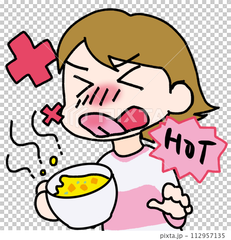 熱いものを口にして痛がる猫舌の女性 112957135