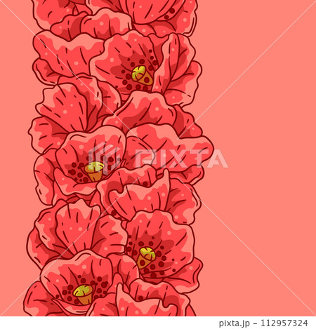 Pattern with poppies flowers. Beautiful decorative plants. 112957324
