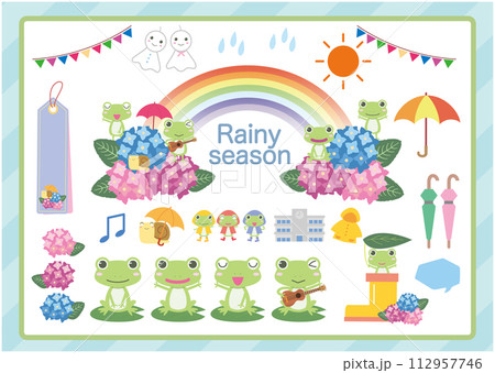 梅雨のイラスト素材セット 112957746