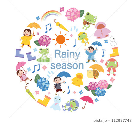 梅雨のイラスト素材セット 112957748