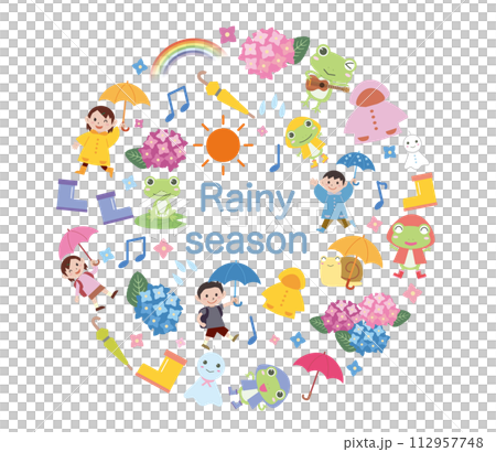 梅雨のイラスト素材セット 112957748