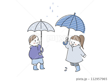 傘をさす男女のイラスト 112957965