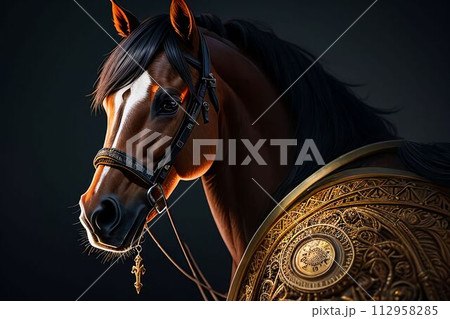 Cute horse made out of metal generated by AI. Cute horse made out of metal generated by AI. 112958285