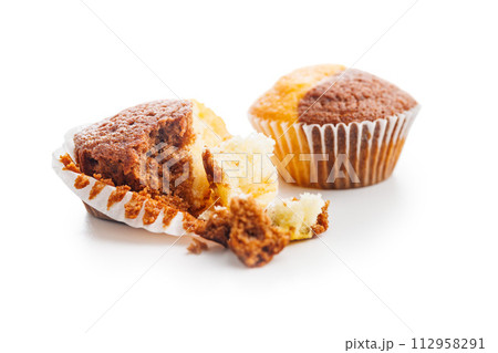 Close Up of a Muffins isolated on white background. 112958291