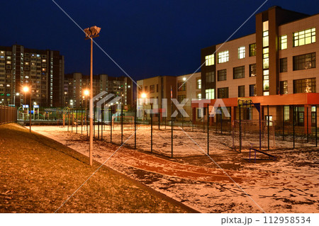School building In the evening in Moscow, Russia School building In the evening in Moscow, Russia 112958534