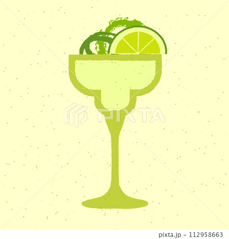 Green cocktail with lime and zest. Mojito in margarita glass. Daiquiri 112958663