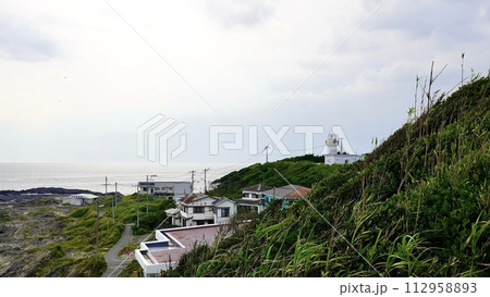 高台から見た城ケ島海岸の風景 112958893