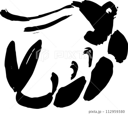 Grunge Dry Brush Ink Shrimp Icon 112959380