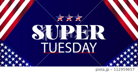 Super Tuesday text with usa flag illustration design Super Tuesday text with usa flag illustration design 112959657