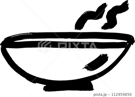 Dry Brush Ink Soup Plate with Hot Steam Icon 112959850