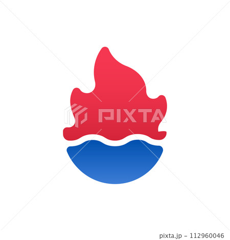 Hot Fire flame and cold liquid water abstract icon 112960046