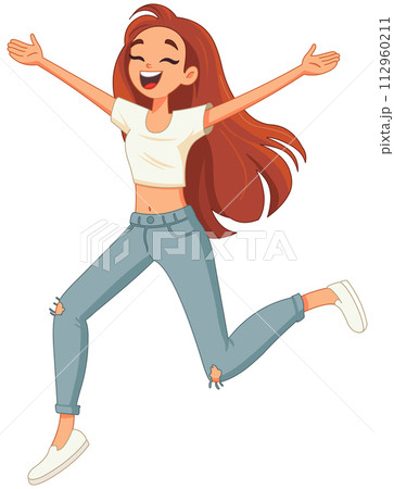 Happy Dancing Girl 112960211