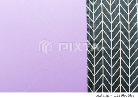 top view with blue kitchen napkin isolated on table background. Folded cloth for mockup with copy space, Flat lay. Minimal style 112960668