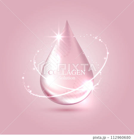 Collagen solution and DNA on a pink background. vitamin solution complex with chemical formula from nature. beauty treatment nutrition skin care design. medical and scientific concepts. vector design. Collagen solution and DNA on a pink background. vitamin solution complex with chemical formula from nature. beauty treatment nutrition skin care design. medical and scientific concepts. vector design. 112960680