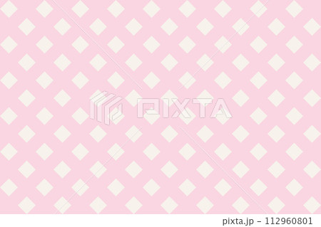 ピンクとアイボリーのかわいい斜めチェック背景 ピンクとアイボリーのかわいい斜めチェック背景 112960801