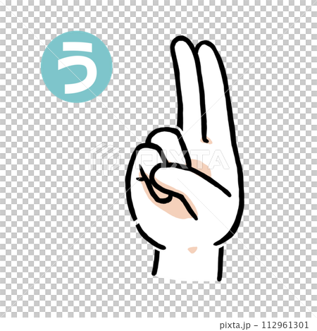 手話の指文字「う」 112961301