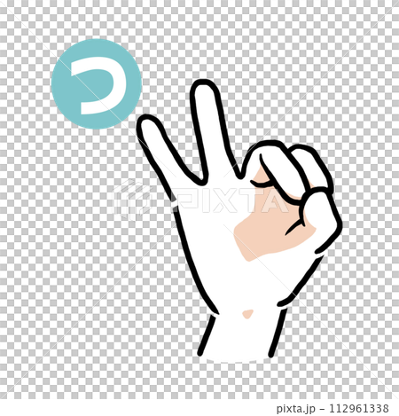 Sign language finger character "tsu" Sign language finger character "tsu" 112961338