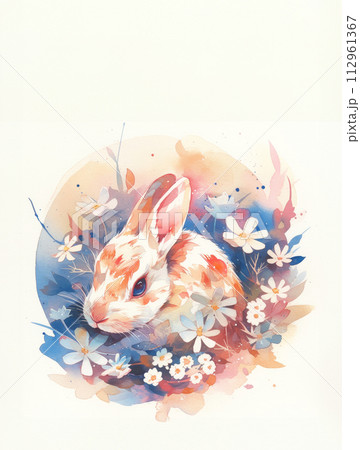AI-generated content. Beautiful watercolor painting of a rabbit. Easter Bunny 112961367