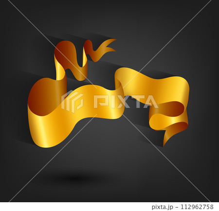 Golden Banner Ribbon On Dark Background, Vector Illustration Golden Banner Ribbon On Dark Background, Vector Illustration 112962758