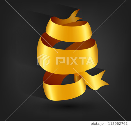 Golden Banner Ribbon On Dark Background, Vector Illustration 112962761