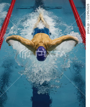 Professional swimmer during a competition Professional swimmer during a competition 112962826